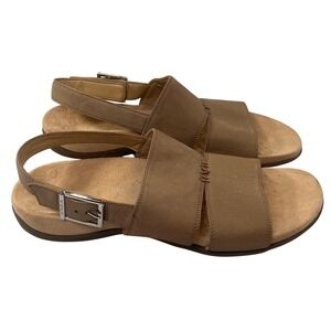 Vionic Morro Sandals Womens 9 Tan Leather Adjustable Strap Orthotic Slingback